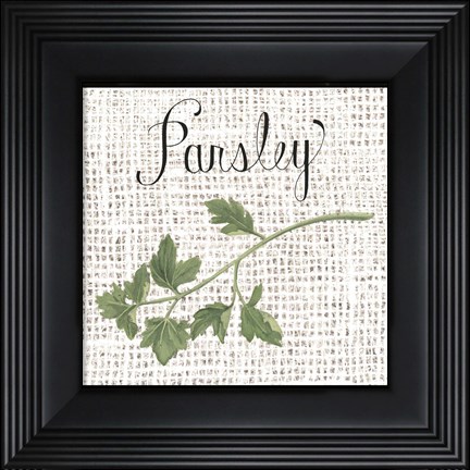 Framed Burlap Herbs IV Print