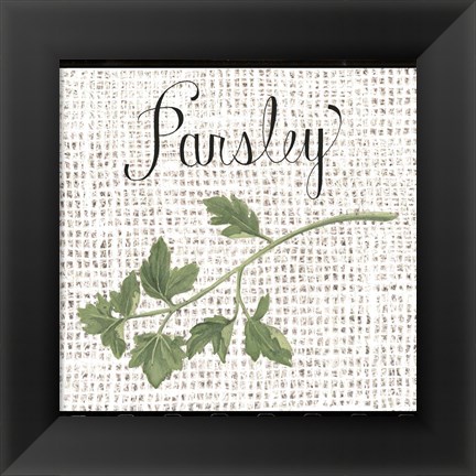 Framed Burlap Herbs IV Print