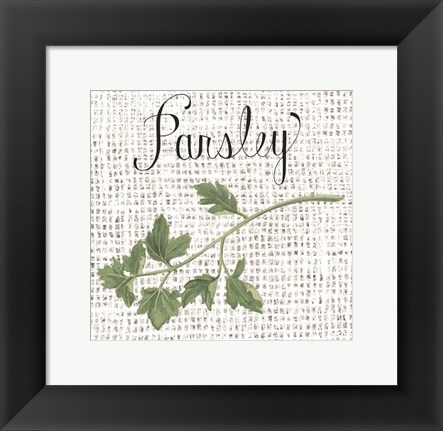 Framed Burlap Herbs IV Print