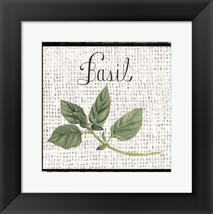 Framed Burlap Herbs V Print