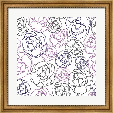 Framed Cottage Rose Garden I Print