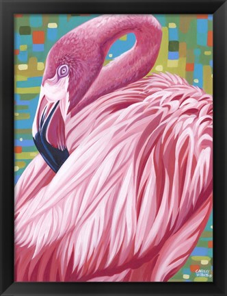 Framed Fabulous Flamingos II Print