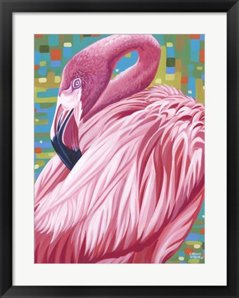 Framed Fabulous Flamingos II Print