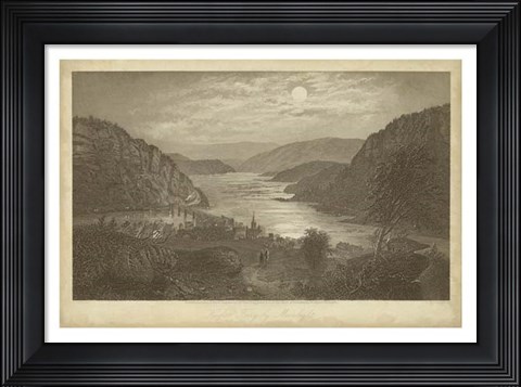 Framed Harper&#39;s Ferry by Moonlight Print