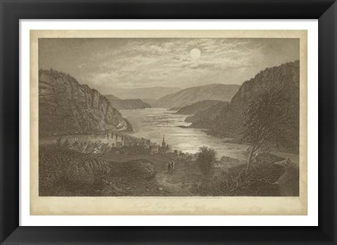 Framed Harper&#39;s Ferry by Moonlight Print