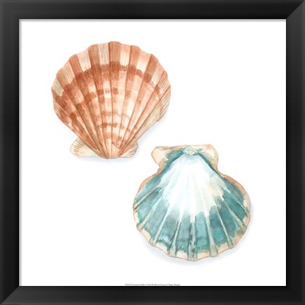 Framed Watercolor Shells I Print