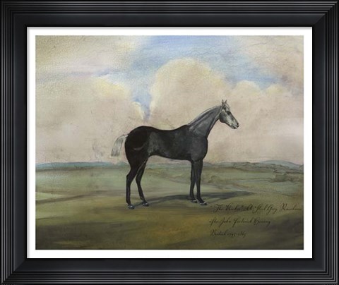 Framed &quot;&quot;The Kicker,&quot;&quot; A Steel Grey Racehorse Print