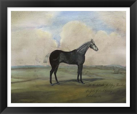 Framed &quot;&quot;The Kicker,&quot;&quot; A Steel Grey Racehorse Print