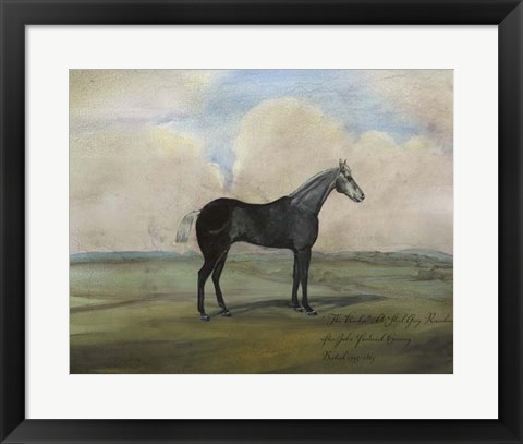 Framed &quot;&quot;The Kicker,&quot;&quot; A Steel Grey Racehorse Print