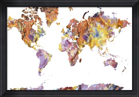 Framed World Map Rock 1 Print