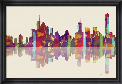 Framed Brisbane Qld Skyline 1 Print