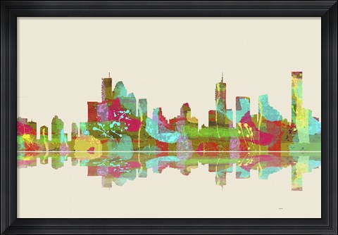 Framed Brisbane Qld Skyline 2 Print