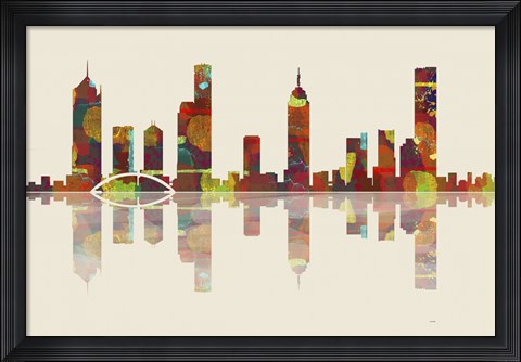 Framed Melbourne Vic Skyline 2 Print