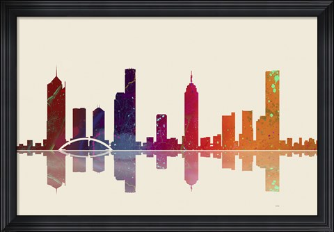 Framed Melbourne Vic Skyline 3 Print
