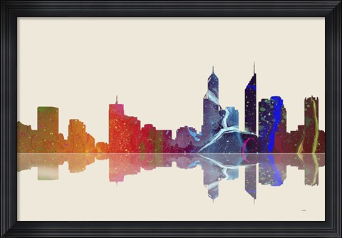 Framed Perth WA Skyline 3 Print