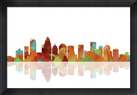 Framed Charlotte NC Skyline 1 Print
