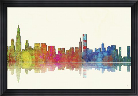 Framed Chicago Illinios Skyline 1 Print