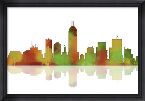 Framed Indianapolis Indiana Skyline 1 Print