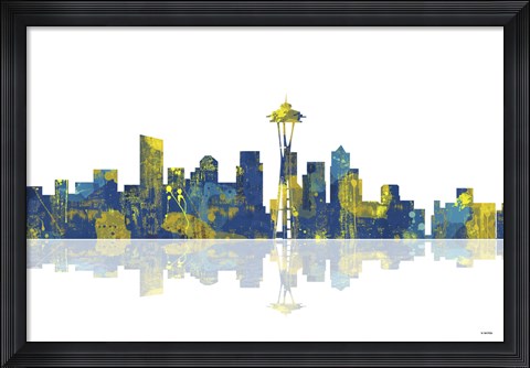 Framed Seattle Washington Skyline 1 Print