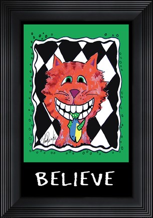 Framed Believe Cat Print