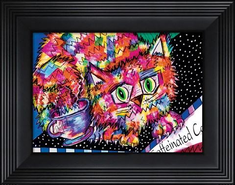 Framed Caffeine Cat Print