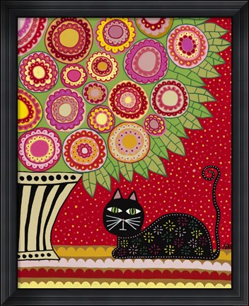 Framed Feline Florist 1 Print