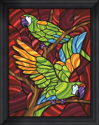Framed Parrot D Print