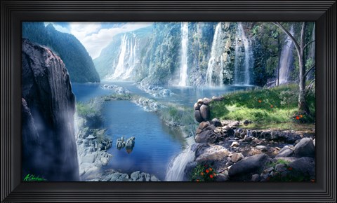 Framed Waterfall Paradise Print