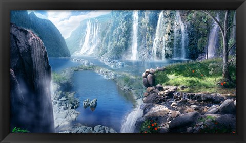 Framed Waterfall Paradise Print