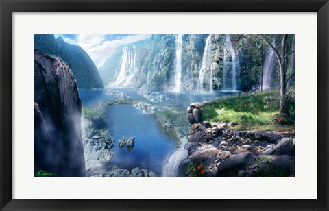 Framed Waterfall Paradise Print