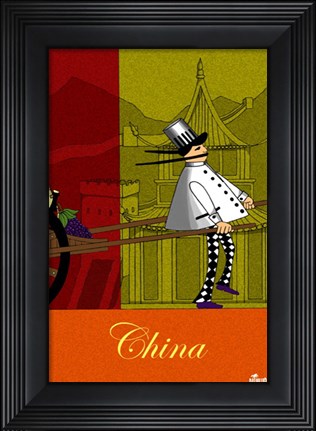 Framed Chef in China Print