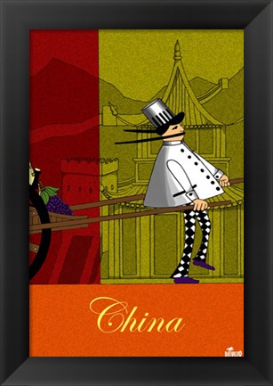 Framed Chef in China Print