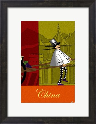 Framed Chef in China Print