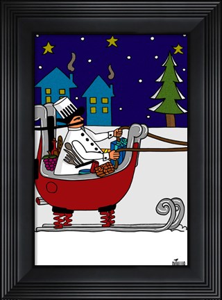 Framed Chef in Sleigh Print