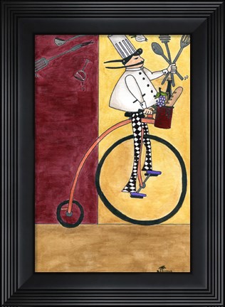 Framed French Chef Bicycle Print