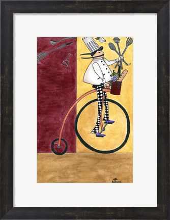 Framed French Chef Bicycle Print