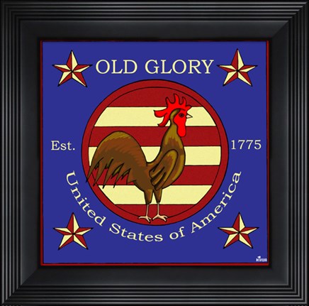 Framed Rooster Old Glory Print