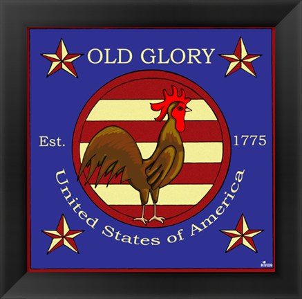 Framed Rooster Old Glory Print