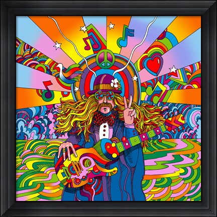 Framed Hippie Musician Print
