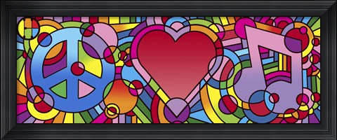 Framed Peace Love Music A Print