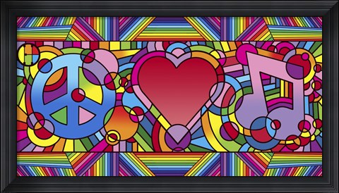 Framed Peace Love Music B Print