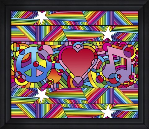 Framed Peace Love Music D Print