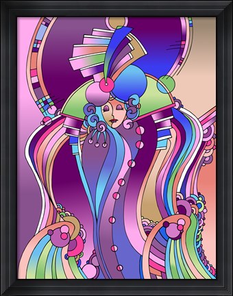 Framed Art Deco Lady Bird Print