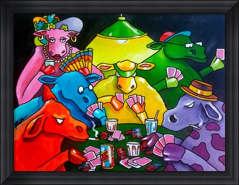 Framed Cows Poker Print