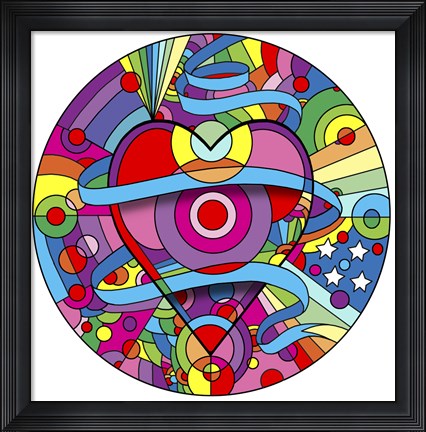 Framed Heart Ribbons Print
