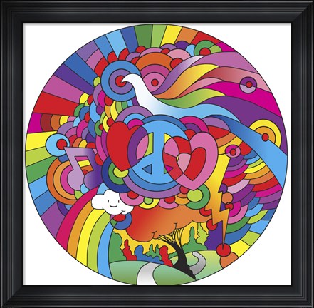 Framed Peace Love Music Circle Print