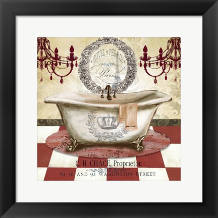 Framed Red French Bath I Print