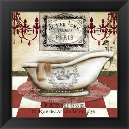 Framed Red French Bath II Print