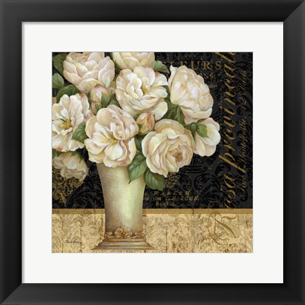 Framed Antique Floral Still Life I Print