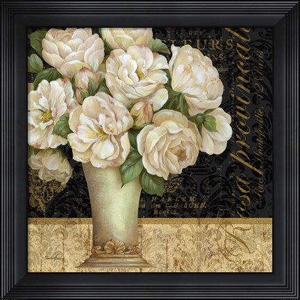 Framed Antique Floral Still Life I Print